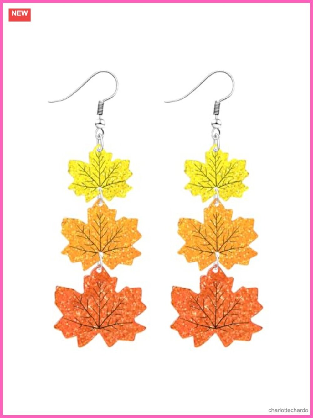 Maple Leaf Pumpkin Dangle Earrings Acrylic Thanksgiving Fall Lightweight